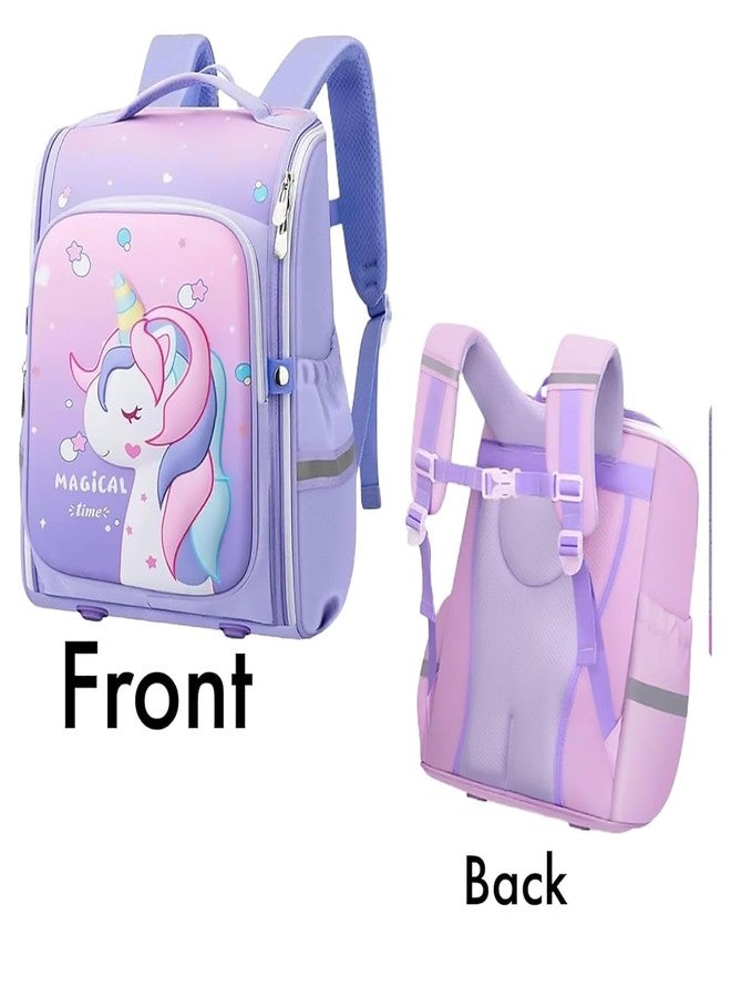 ROZADIO 3D Embossed Design, Stylish and Durable Water-Resistant school Bag for Boys and Girls, Cute Cartoon Style, Ideal for Ages 5-12 - (Pink & Purple) - Image 4